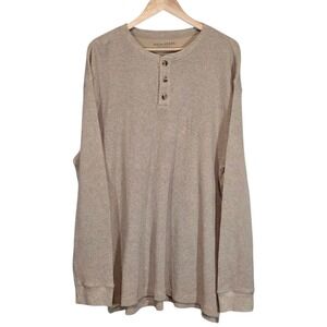 High Sierra Mens Waffle Knit Thermal Henley Long Sleeve Neutral Cotton Size XL